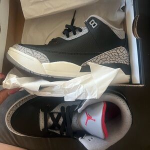 Jordan 3 Retro Black and Gray with Red Highlights